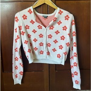 Pink Flower Cropped Sweater